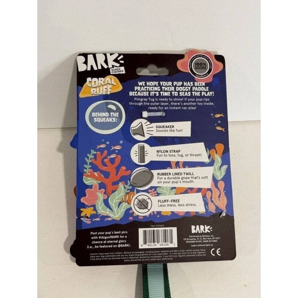 Bark Box Flingray Tug Super Chewer Dog Toy New Size Medium 20-50lbs